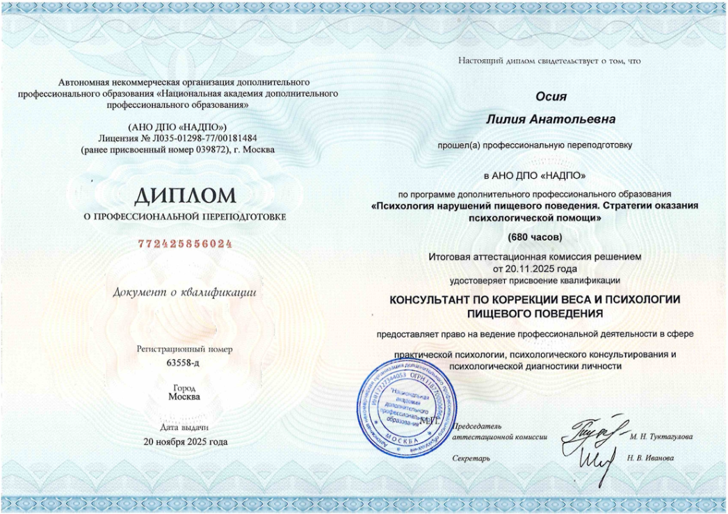 Психолог пищевого поведения